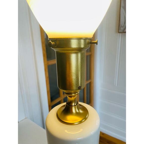 Vintage Porcelain Brass Table Lamp with Handpainted Roses Textured Sconce - Picture 3 of 5